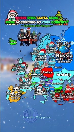 Where does Santa come from according to your country? 🎅🎄 #europe #mapping #geography #shorts #maps
