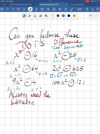 Can you factorise these? #DOTS #igcsemaths #factorisingquadratics