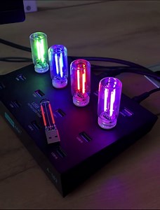 AUTOXBERT 2 Pack Portable Mini Touch Control LED Night Light, Retro Glass Bottle Ambient Lights, Plug-in USB Atmosphere Light for Car, Bedroom, Hallway, Computer (Blue)