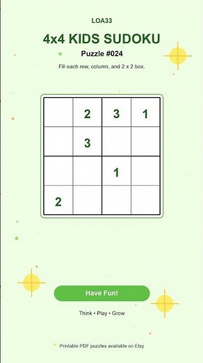 4x4 Kids Sudoku Challenge #024