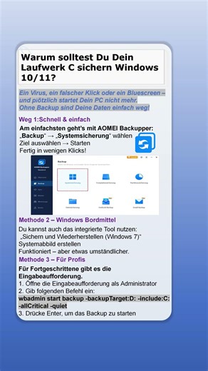 Dein PC läuft gerade perfekt? Genau dann solltest Du Dein Laufwerk C sichern Windows 10/11 machen 😉