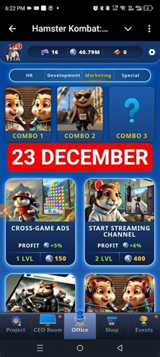 Hamster Kombat Game Dev Daily Combo | 23 December Hamster Kombat Daily Combo | Hamster Daily Combo