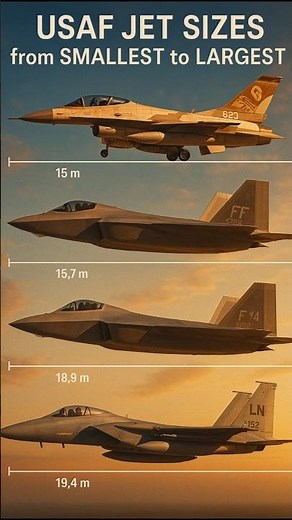USAF Jet Sizes from Smallest to Largest