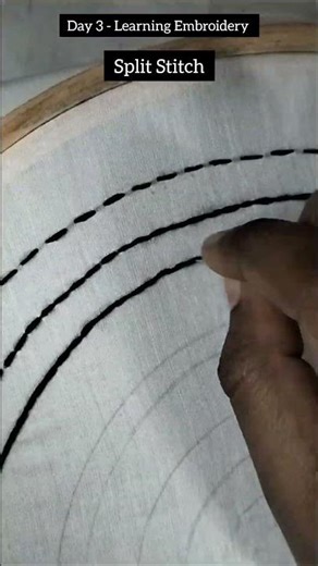 Day 3 of Learning Embroidery | Split Stitch Practice| Beginner Embroidery #embroideryforbeginners