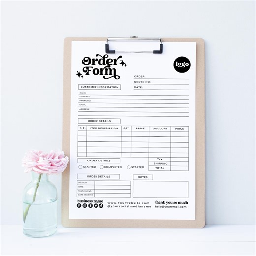 Retro Editable Order Form Canva Template, DIY Small Business Forms, Printable Invoice Order Form Receipt, Pop Up Craft Fair Form - NINA - Etsy Sverige