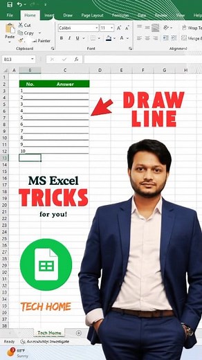 12K views · 68 reactions | Draw Line Tricks in Excel #reels #excel #exceltips #exceltricks #exceltipsandtricks #ExcelTraining #ExcelTutorial #msexcel #msexceltips #msexceltricks #msexceltraining #msexcelshortcutkeys #excelformula #Microsoft #excel365 #PowerBI #reelsviralシ #viralreelsシ #reelsoftheday #trendingreel #techtips #tipsandtricks #technology #highlightsシ゚ #likeforlikes #computertraining #techhome | Tech Home | Facebook