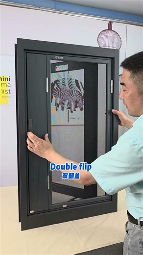 Double flip-top linked pocket lock with diamond mesh window screen, avoids the seven-shap#qiangning