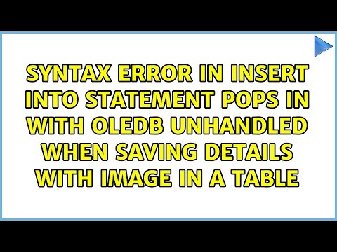 SYNTAX ERROR IN INSERT INTO statement pops in with OleDb unhandled when saving details with...