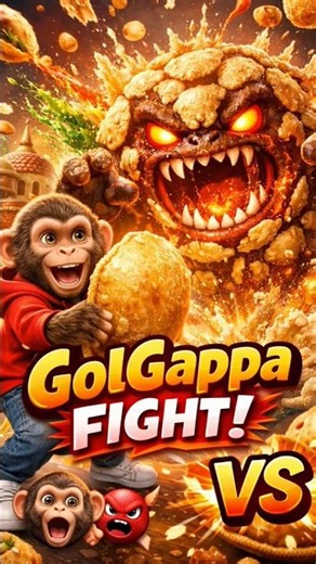 “Monkey vs Golgappa Monster Fight 😱 | Golgappa World Adventure 🐒🔥 #shorts #golgappa #viralshorts”
