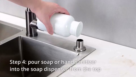 Built in Soap Dispenser for Kitchen Sink, Brushed Nickel Stainless Steel Countertop Pump Head (Plastic Built-in), Dish Soap Hand Lotion Dispenser with Refillable 17OZ Bottle