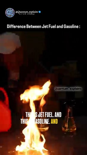 Aman | Quantum Explains on Instagram: "Explaination ⬇️ Jet fuel is a dense, low-volatility kerosene fraction engineered for turbine engines, where fuel is continuously sprayed and burned under high pressure and temperature. Its higher boiling range and flash point reduce vapor formation and fire risk at altitude. Gasoline is a lighter, highly volatile fuel formulated to vaporize quickly and ignite via a spark in piston engines, with octane rating governing knock resistance. These fundamental dif