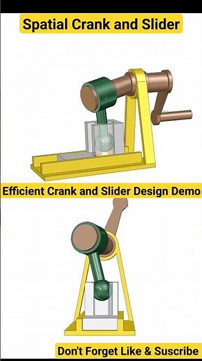 Efficient Crank and Slider Design Demo (Spatial crank) #mechanism #3ddesign #engineering #cad