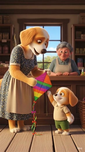 The same anthropomorphic small brown puppy, now smiling brightly,#shortvideo #animation video