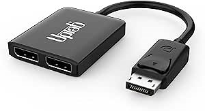 uptab DisplayPort to Dual DisplayPort Adapter 8K Multi Monitor Splitter, Converter Multi-Stream Transport (MST) Hub, DP to 2X DP