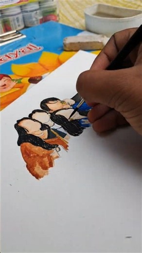 👭 Turning a best friend group selfie into a beautiful hand drawn #bestfriend#art#craft #youtube