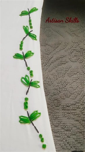 Unique butterfly 🦋 border hand embroidery design #shorts #embroidery #beginners #artisanskills