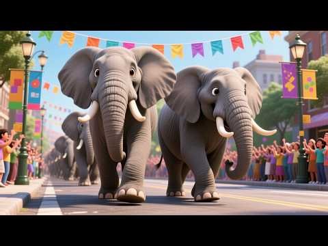 Elephant Marching Parade 🐘🎺 Fun Animal Song for Kids | Learn Animals with Baby