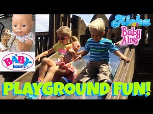 🌈Baby Born Having Fun at Playground with Skye & Caden! ☀️ All Get Sweet Treat at the End! 🍭