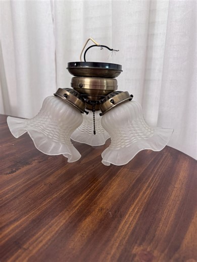 Vintage Three-light Ceiling Fixture Ruffled Frosted Glass Art Deco - Etsy