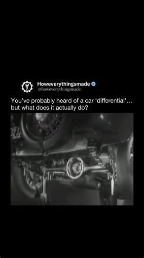 How Everything Is Made on Instagram: "When a car turns, the inner and outer wheels don’t travel the same distance — and that’s where the differential comes in. 🚗⚙️ A car differential is a gear system that allows the drive wheels to rotate at different speeds while still receiving power from the engine. During a turn, the outer wheel needs to spin faster than the inner wheel, and the differential makes this possible smoothly and efficiently. Inside, a set of bevel gears redistributes torque so b
