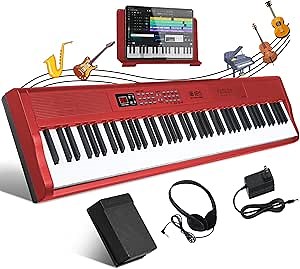 Fesley 88 Key Keyboard Piano: Bluetooth Full-Size Digital Piano Keyboard, 900 Tones Portable Electric Keyboard Piano 88 Keys with Built-in Sustain Pedal, Split, MIDI, FEP160
