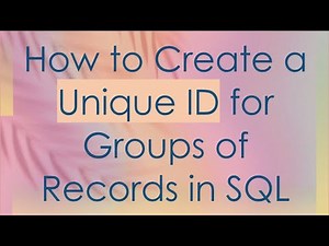 How to Create a Unique ID for Groups of Records in SQL