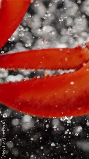 Slow Motion, Intense Kitchen Scene Showing Lobster Submerged In Boiling Water With Vigorous Bubbling