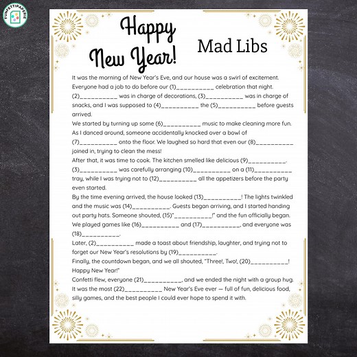 New Year's Eve Mad Libs | Party Game for Kids, Teens, Adults, Family (printable PDF) - Etsy
