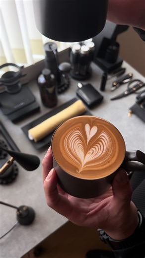 Indulging in a Long Roll Cake with Latte Art