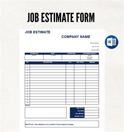 Job Estimate Template Printable. Estimate Form for Small Business. Editable Job Proposal Templates. Contractor Estimate. Instant Download - Etsy Australia