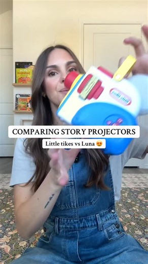 The Luna story time projector is the obvious choice for us! The projection is brighter and clearer and my girl is able to change to stories out herself! I also love that with 4 cartridges we have wayyy more stories than we do with a basket full of the dream machine stories. Less pieces is always a plus! Comment “link” to add it to get it for Christmas! #toddlertoys #toddlerplay #screenfreeplay #screenfreeactivities #toddleractivities | Marissa Ashton