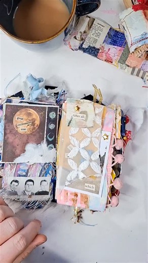 Lisa Goddard on Instagram: "Today in my art journaling advent calendar it was little star shaped split pins, so I decided to create this layered page. #artjournalingadventcalendar #artjournaling #artjournal #mixedmedia #mixedmediaart"