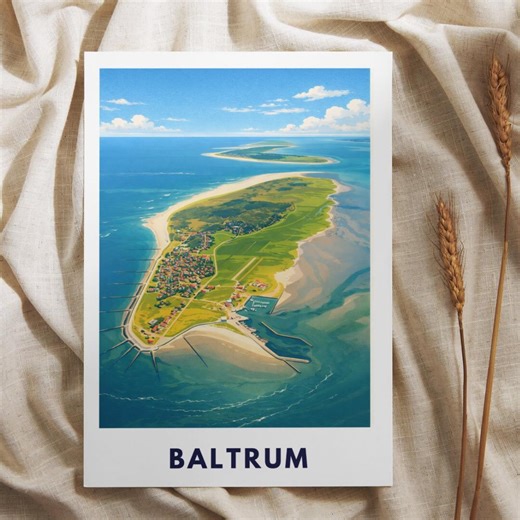 Baltrum Island Poster | North Sea Wadden Sea National Park | Aerial View of Baltrum | Dunes & Sandy Beach | East Frisian Islands - Etsy