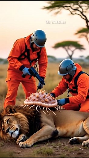 Wildlife Rescue Safely Removing Giant Slug from a Lion #wildlife #animalrescue #wildliferescue