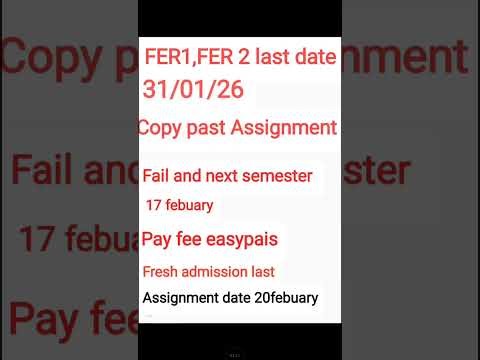 Aiou assignment last date autumn2025 l aiou assignment submit date l FER1 last date,fresh admision