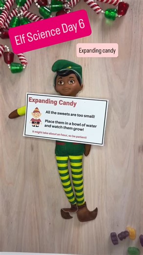 11 reactions | Elf Science Day 6! Watch candy grow when left in water for a few hours! https://www.science-sparks.com/easy-science-elf-ideas/ | Science Sparks | Facebook