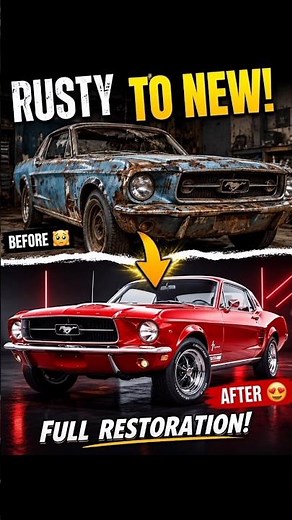 From Scrap to Supercar! Mustang Full Restoration 🔥 #shorts #viralvideo #ai
