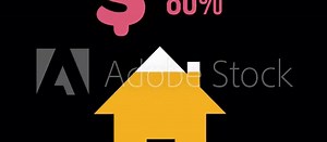 House shape and US dollar symbol filling up with colours 4k