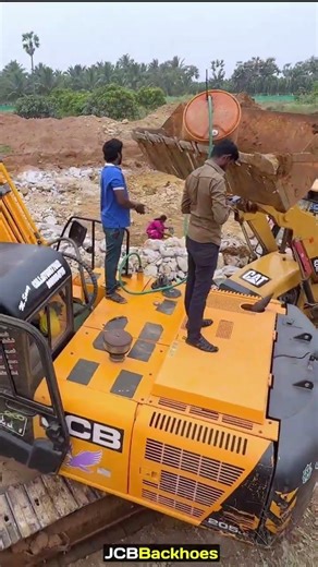 JCB 205 Excavator Cat 424B Backhoe Loader and Truck Dig together Pond #jcb #jcbvideo #excavator