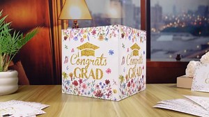 Graduation Card Box Wildflower Congrats Grad Card Holder Boxes with 60PCS Advice Wishes Cards Grad Party Decorations Class of 2026 High School College Centerpiece Ceremony Graduation