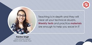 Harsha got placed in Zensar, Despite being from ECE her enthusiansm and efforts helped her to achieve a position as Software Devloper. #CourseCube feels proud of having helped her with the best knowledge and guidance. #CourseCubePlacements For more information on #Courses and #Placements log on to www.coursecube.com or Call / WhatsApp - 77950-99-999. | CourseCube