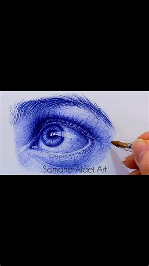 How to draw this realistic eye with pen?😍