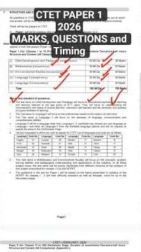 CTET paper 1 Subjects Marks Questions and Timing 2026 #exam #ctetpariksha #ctetexam #ctet