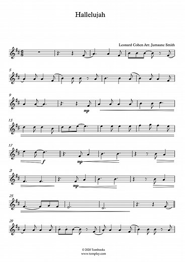 Hallelujah (niveau intermédiaire) (Leonard Cohen) - Partition Trompette