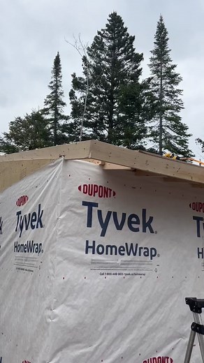 Installing Tyvek on a remote off grid cabin build #cabinbuilding #buildingcabins #cottages #bunkies #bunkiebuilding #bunkiebuilder #cottagebuilder #shedbuilder #buildingvideos #construction #toronto #foryoupage #carpenter #carpentry #shed #offgrid #ontario #ottawa #niagara #londonontario #barrieontario #muskoka #wasaga