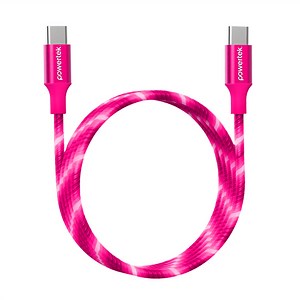 Powertek Light-Up USB-C to USB-C Fast Charging Cable, 60W, 5 ft, Pink