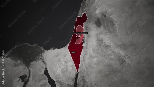 Map of Israel and West bank region(Palastine) over world map