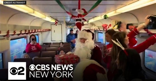 Santa gives out presents to kids on special NJ Transit train ride