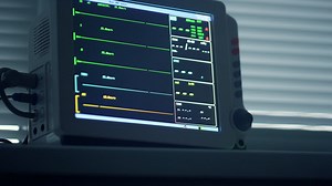 Heartbeat screen device showing heart rate in clinic. intensive care closeup. Free Stock Video Footage