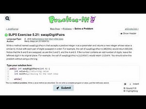 Java Practice It | Exercise 5.21: swapDigitPairs | if, else, Boolean logic, method basics, return